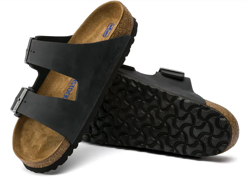 UNISEX BIRKENSTOCK ARIZONA LEATHER SOFT FOOTBED | BLACK