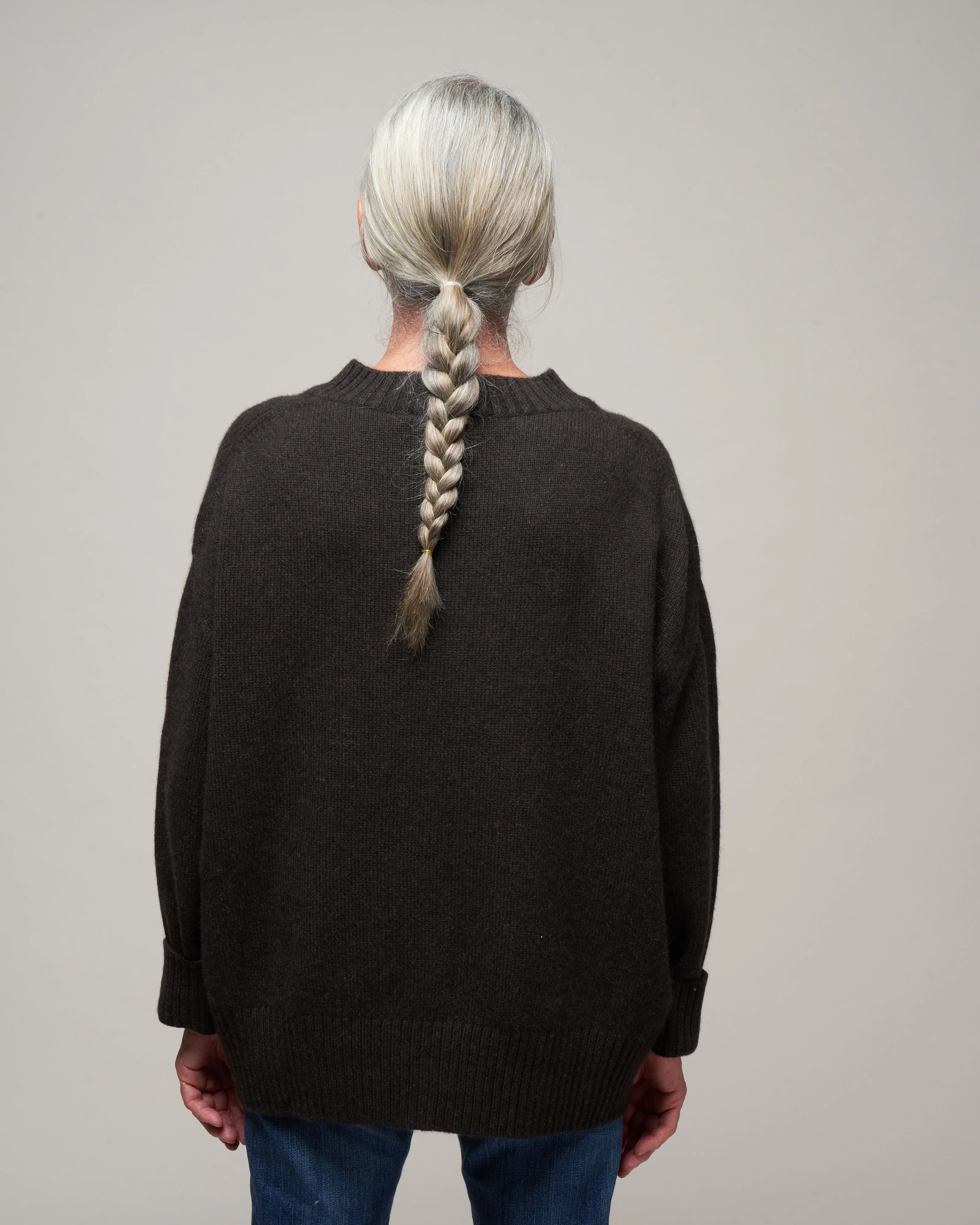 v-neck sweater - licorice