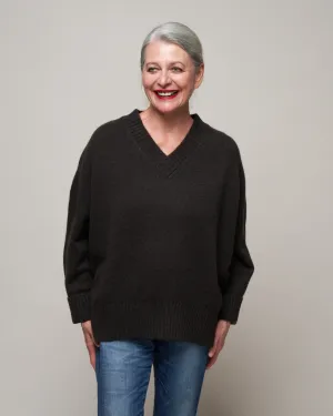 v-neck sweater - licorice