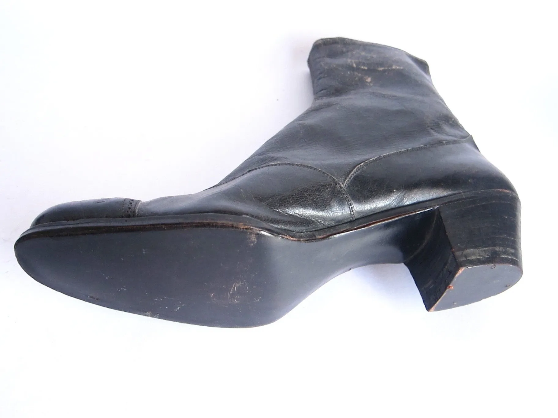 Victorian Black Leather Button Womens Boots - Size 6 / 6.5