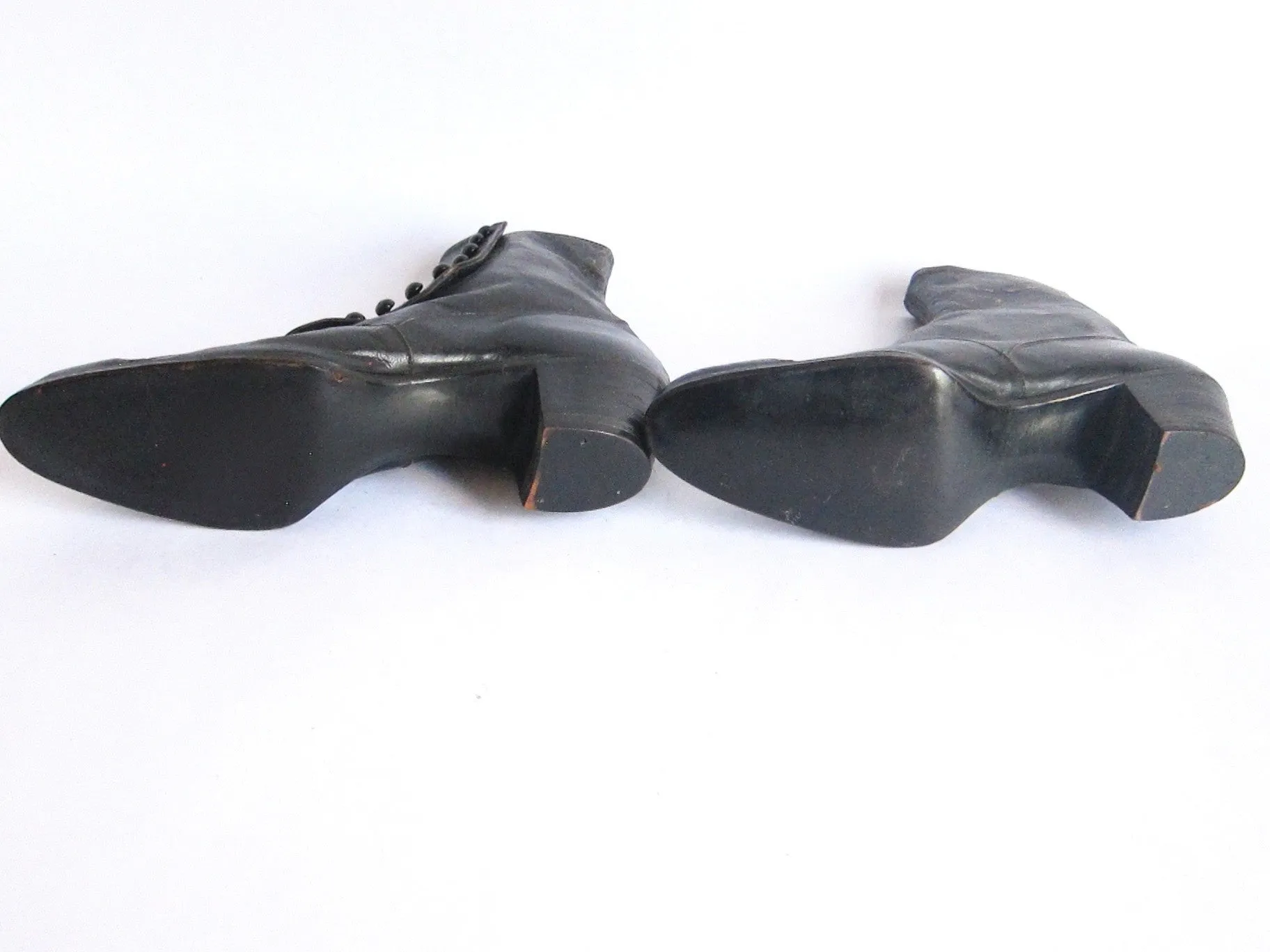Victorian Black Leather Button Womens Boots - Size 6 / 6.5