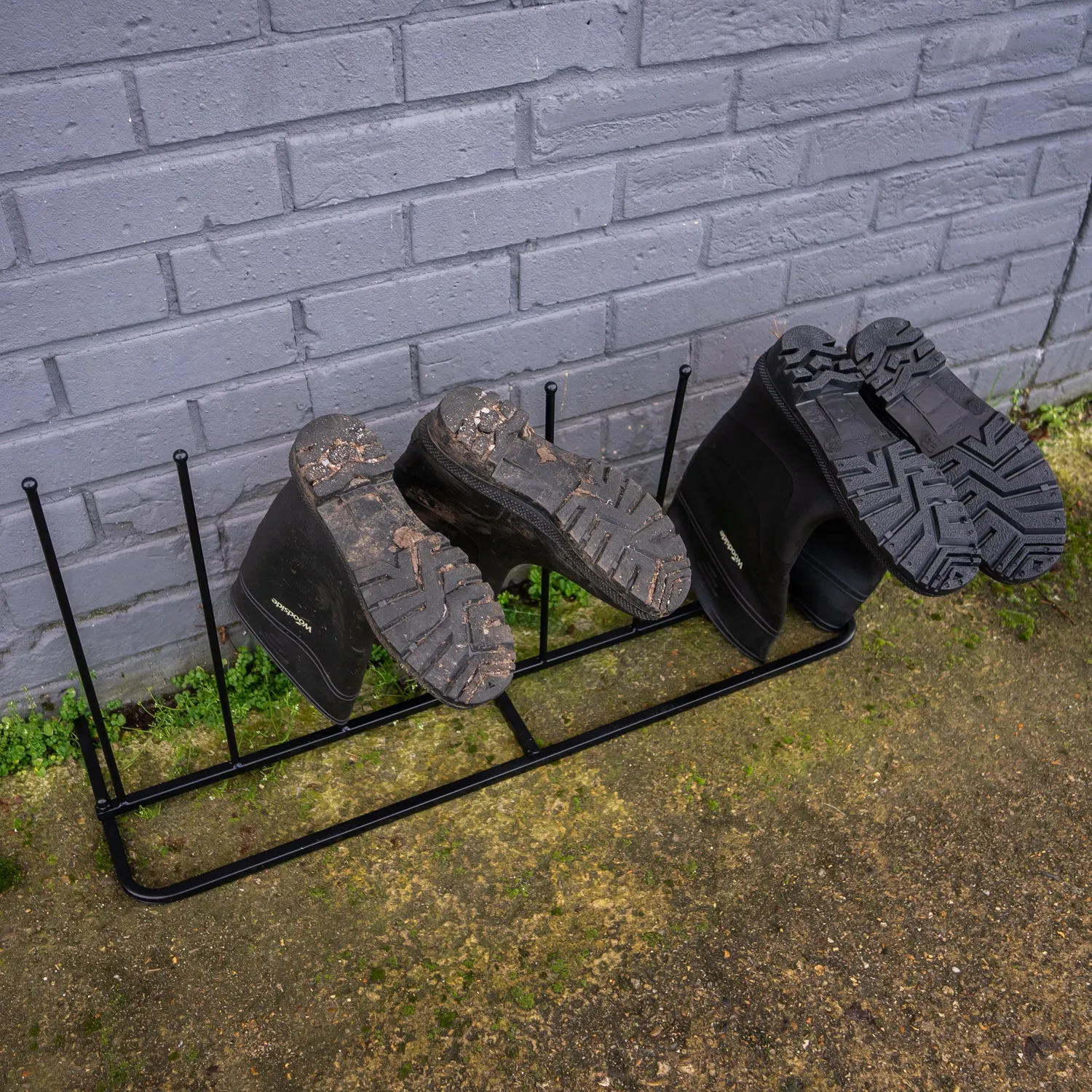 Woodside Steel Wellington Boot Rack 4 Pairs Walking Shoe Storage Stand