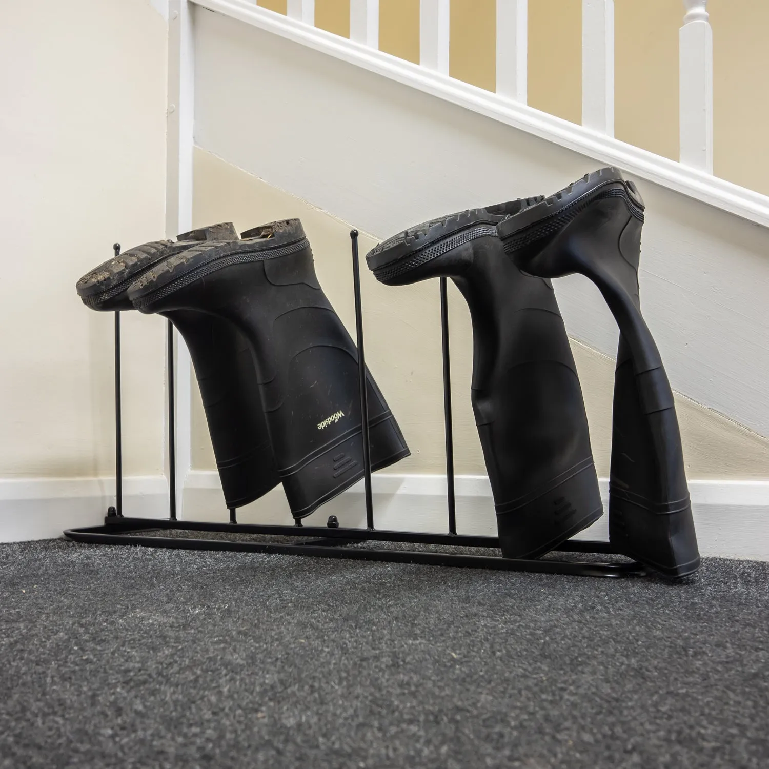 Woodside Steel Wellington Boot Rack 4 Pairs Walking Shoe Storage Stand
