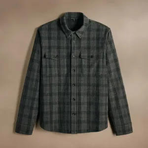 Wool Blend Shirt Jacket - Charcoal/Black